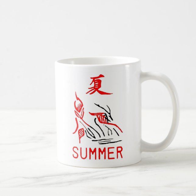 Mahjong Tile, Summer , On White Background Coffee Mug (Right)