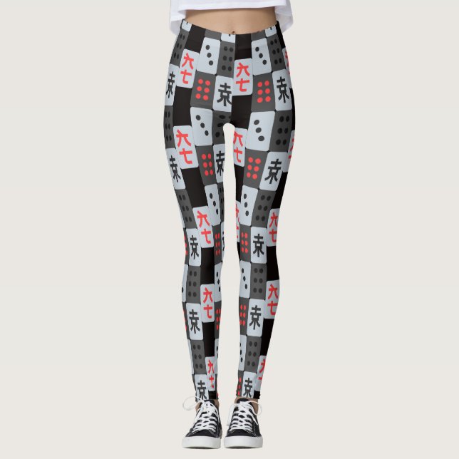 Mahjong Tiled Pattern Leggings (Front)