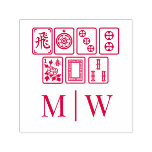Mahjong Tiles #1 Wedding Couple Initials Self-inking Stamp