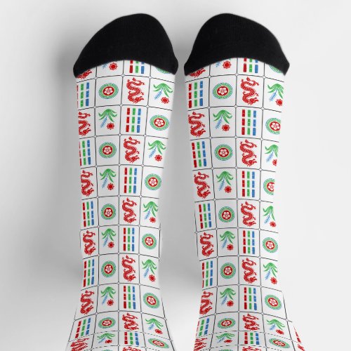 Mahjong Tiles #4 Red Green Blue White Socks