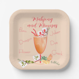 Mahjong Tiles and Mixed Cocktail Paper Plates