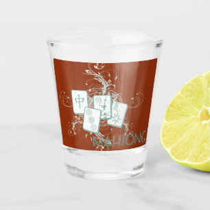 mahjong tiles and swirls shot glass