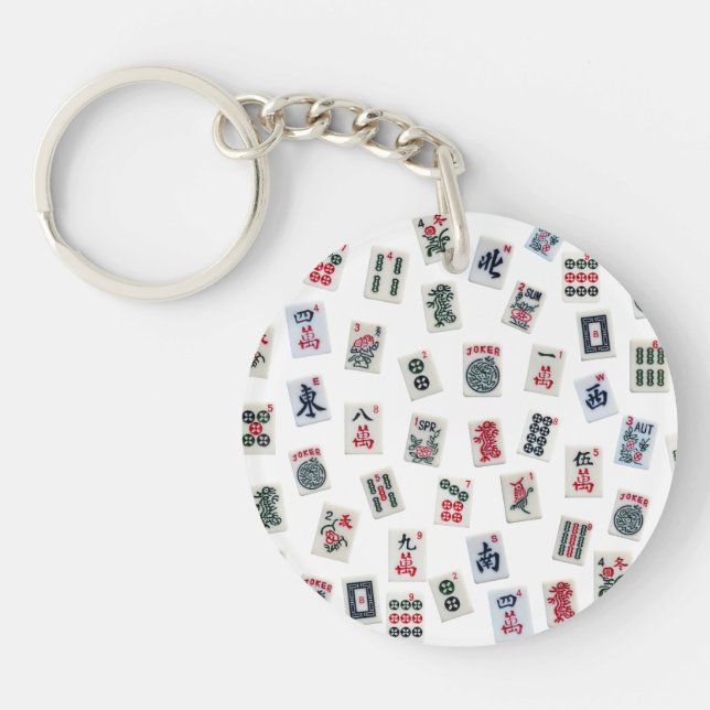  MahJong tiles and symbols patterns  Keychain (Front)