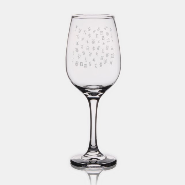  MahJong tiles and symbols patterns  Wine Glass (Glassware)