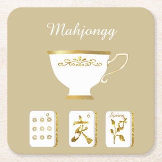 Mahjong Tiles and Teacup Paper Coaster