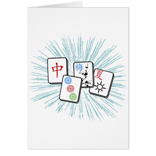 Mahjong Tiles Blue Cards (Front)