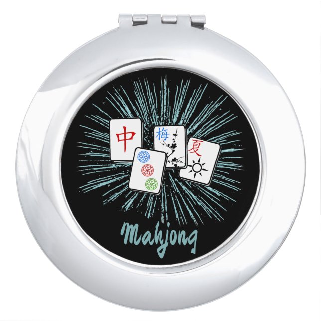 Mahjong Tiles Blue Starburst Custom   Compact Mirror (Front)