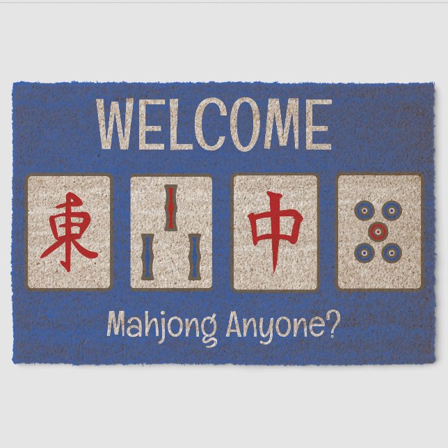 Mahjong Tiles Design Fiber Doormat (Front)