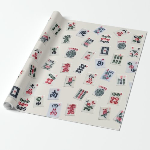 MahJong tiles design on badge  Wrapping Paper
