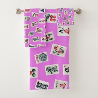 MahJong tiles design on pink
