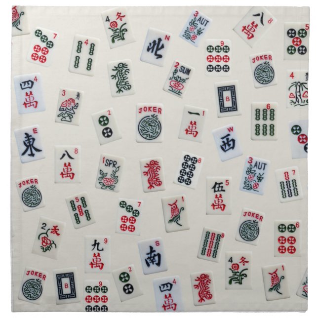 MahJong tiles design photography on badge  Cloth Napkin (Front)