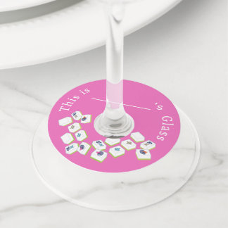 Mahjong Tiles Dot Crak Bam Wine Glass Tag