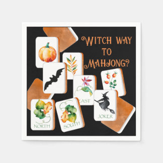 Mahjong Tiles Halloween Black and Orange Napkins