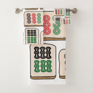 Mahjong Tiles Luck Strategy Player Fans Bath Towel Set