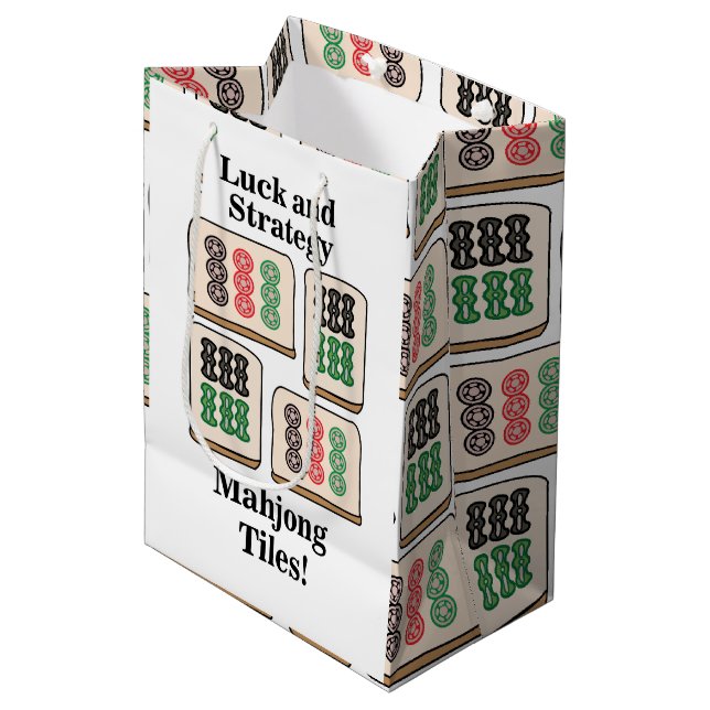 Mahjong Tiles Luck Strategy Player Fans Medium Gift Bag (Front Angled)