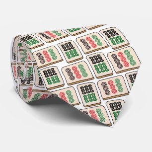Mahjong Tiles Luck Strategy Player Fans Neck Tie
