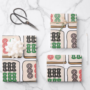 Mahjong Tiles Luck Strategy Player Fans Wrapping Paper Sheets