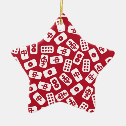 Mahjong Tiles Merry Christmas Ceramic Ornament