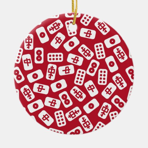 Mahjong Tiles Merry Christmas Ceramic Ornament