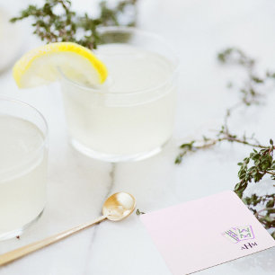 Mahjong Tiles Monogram Lavender Square Paper Coaster