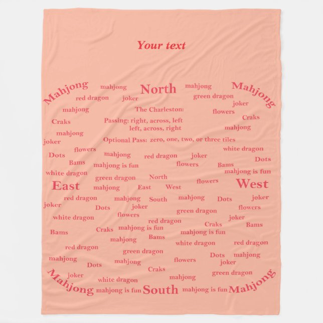 Mahjong tiles names in words fleece blanket (Front)