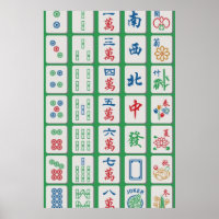 Mahjong Tiles on Green