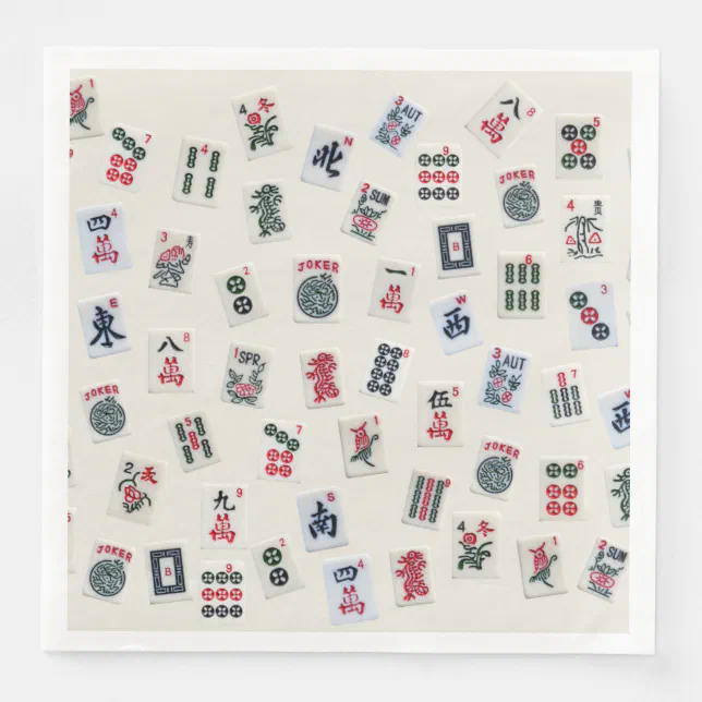 MahJong tiles on pastel badge background Paper Dinner Napkins Zazzle