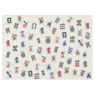 Mahjong tiles on pastel badge Tablecloth