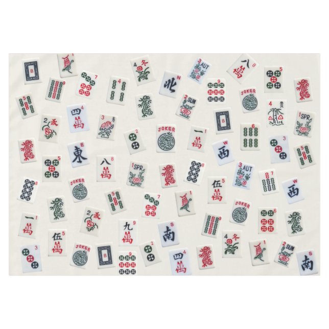 Mahjong tiles on pastel badge Tablecloth (Front (Horizontal))