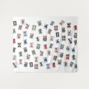 Mahjong tiles on pastel badge Tapestry