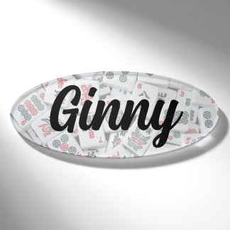Mahjong Tiles Oval Magnetic Name Tag