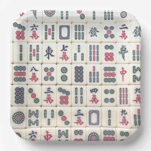 Mahjong Tiles Paper Plates