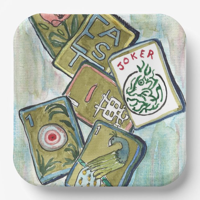 Mahjong Tiles Paper Plates (Front)