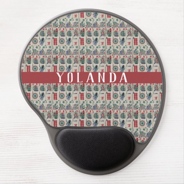 Mahjong Tiles Pattern Personalized Gel Mouse Pad (Front)