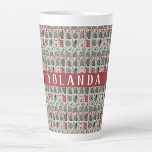 Mahjong Tiles Pattern Personalized Latte Mug