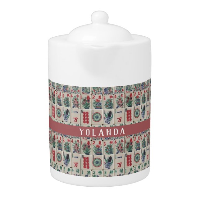 Mahjong Tiles Pattern Personalized Teapot (Front)