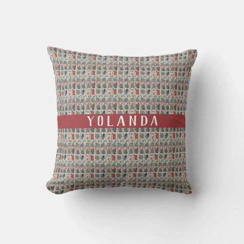 Mahjong Tiles Pattern Personalized Throw Pillow