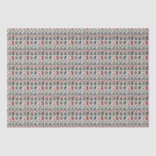 Mahjong Tiles Pattern   Tissue Paper (Front)