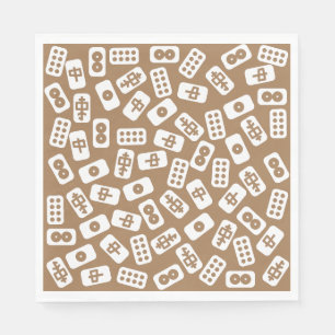 Mahjong tiles pattern white on brown napkins