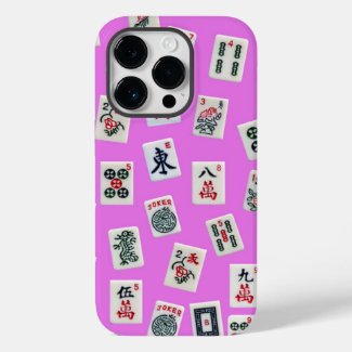 MahJong tiles photography on pink background 