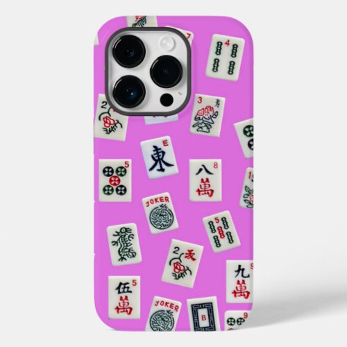 MahJong tiles photography on pink background  Case_Mate iPhone 14 Pro Case