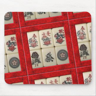Mahjong tiles red frames mouse pad