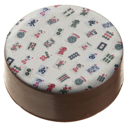 MahJong tiles symbols and patterns on badge  Chocolate Covered Oreo (Angled)