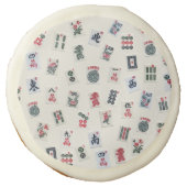 MahJong tiles symbols and patterns on badge  Sugar Cookie (Front)