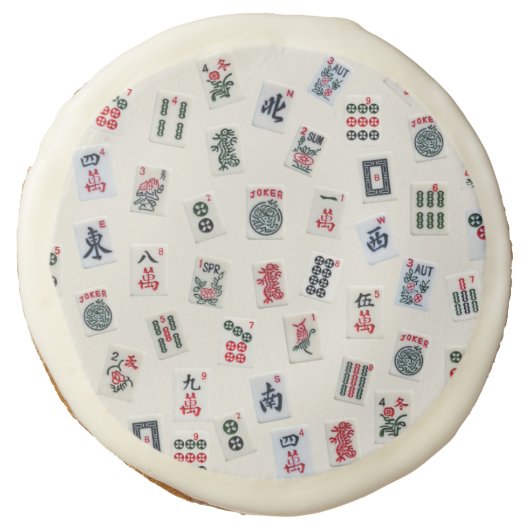 MahJong tiles symbols and patterns on badge  Sugar Cookie (Front)