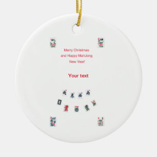 Mahjong tiles symbols design for Christmas Ceramic Ornament
