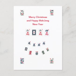 Mahjong tiles symbols design for Christmas