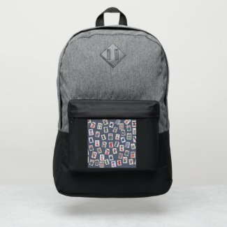Mahjong tiles symbols design on dark blue