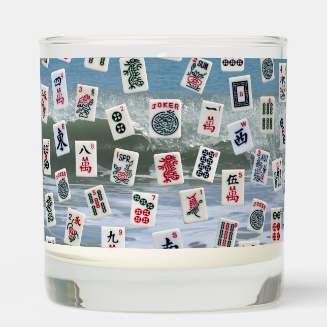 Mahjong tiles (symbols) design scented candle (Front)