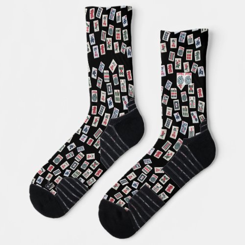 MahJong tiles symbols on dark  Socks